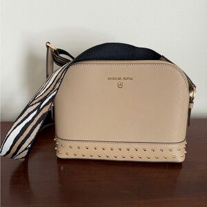 Michael Kors Beige Crossbody Bag with Gold Studs